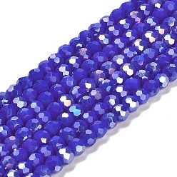 Mauve Supports de perles de verre opaques, couleur ab , à facettes (32 facettes), ronde, mauve, 4.5x4mm, Trou: 1mm, Environ 94~95 pcs/chapelet, 13.90~14.02 pouce (35.3~35.6 cm)