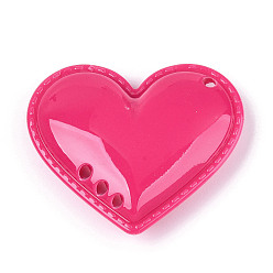 Темно-Розовый Непрозрачные акриловые подвески, сердце, темно-розовыми, 47x54x13.5 мм, Отверстие : 3 мм & 2~3 мм