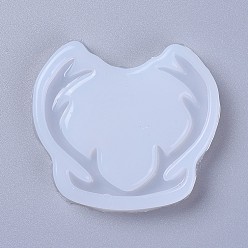 White Food Grade Silicone Molds, Resin Casting Molds, For UV Resin, Epoxy Resin Jewelry Making, Deer Horn, White, 50x57x8mm, Deer Horn: 40x52mm