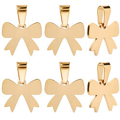 Золотой 20 шт. 304 подвески из нержавеющей стали, лазерная резка, ионное покрытие (ip), бантом, золотые, 12.5x15x1 мм, отверстие : 6x3.3 мм