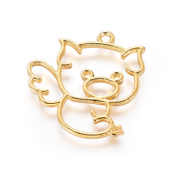 Golden Zinc Alloy Open Back Bezel Pendants, For DIY UV Resin, Epoxy Resin, Pressed Flower Jewelry, Piggy Silhouette, Golden, 30x29x2mm, Hole: 2mm