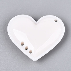 Белый Непрозрачные акриловые подвески, сердце, белые, 47x54x13.5 мм, Отверстие : 3 мм & 2~3 мм