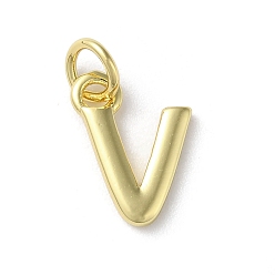 Letter V Acumular colgantes de chapado de latón, sin plomo y cadmio, larga duración plateado, real 18 k chapado en oro, letra v, 12x8.5x1.5 mm, agujero: 3.2 mm
