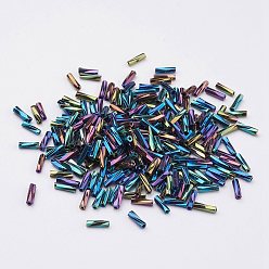Colorful Glass Twisted Bugle Beads, Iris, Colorful, 5x2mm, Hole: 0.5mm, about 16000pcs/bag