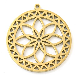 Золотой 304 подвески из нержавеющей стали, лазерная резка, цветочный шарм, золотые, 27x25x1.4 мм, отверстие : 1.2 мм