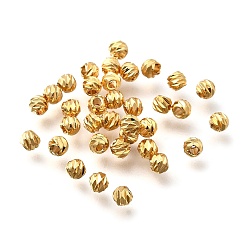 Настоящее золото 18K Латунные бусины, долговечный, спираль круглый, без никеля , реальный 18 k позолоченный, 3x2.5 мм, отверстие : 1.2 мм