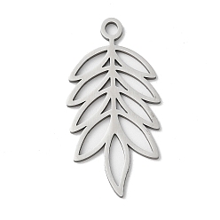 Нержавеющая Сталь Цвет 201 подвески из нержавеющей стали, лазерная резка, очарование листа, анти-тускнение, цвет нержавеющей стали, 35x17x1 мм, отверстие : 2.5 мм