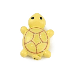 Желтый Бусины из сплава, окрашенные распылением, с листом блесток, без свинца и без кадмия, черепаха, желтые, 16.5x11x6.5 мм, отверстие : 1.5 мм