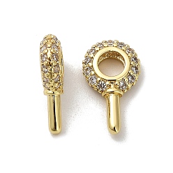 Настоящее золото 18K Овальная стойка покрытие латунь микропаве кубический цирконий подвеска баилы, привязка поручительств, за половину пробурено бисера, без кадмия и без свинца, долговечный, реальный 18 k позолоченный, 14x8.5x3 мм, отверстие : 3.5 мм, штифты : 1.8 мм