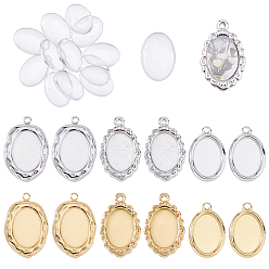 (52) Непрозрачная лаванда Наборы для изготовления овальных подвесок своими руками, включая настройки кабошона для подвески из нержавеющей стали, Кабошоны из стекла, разноцветные, 20~23x13~16x2~3 мм, отверстие : 1.6~1.8 мм, лоток : 14x10 мм, 6 стили, 2 шт / стиль, 12 шт