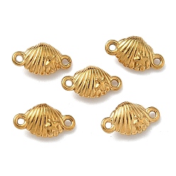 Shell Shape Океан 304 подвески-соединители из нержавеющей стали, реальный 18 k позолоченный, ионное покрытие (ip), формы раковины, 5.5x10.5x3.5 мм, отверстие : 0.8 мм