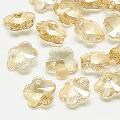 Золотая Тень K 9 прелести стеклянного горного хрусталя, цветок, золотые тени, 10x10x5 мм, отверстие : 1 мм