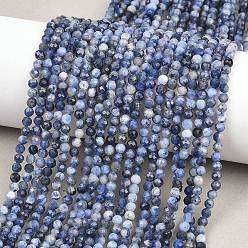 Содалитовое Природный содалит бисер нитей, круглые, граненые, 3.5 мм, отверстие : 1 мм, около 117 шт / нитка, 15.55'' (39.5 см)