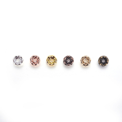 Crystal Brass Rhinestone Spacer Beads, Grade AAA, Wavy Edge, Nickel Free, Mixed Metal Color, Rondelle, Crystal, 6x3mm, Hole: 1mm, 20pcs/color, 6colors, 120pcs/box