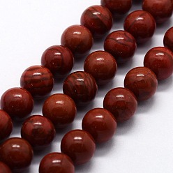 Red Jasper Natural Red Jasper Beads Strands, Round, 10mm, Hole: 1mm, about 37pcs/strand,  14.76 inch(37.5cm)