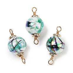 Темный Морско-зеленый Непрозрачные акриловые звенья соединительные подвески, с петлей из латуни, покрытой настоящим золотом 18k, без кадмия, без никеля и без свинца, круглые, темно-зеленый, 20~20.5x9.5~10 мм, отверстие : 1.5~2 мм