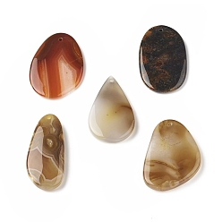 Natural Agate Natural Agate Pendants, Geometric Charm, Teardrop & Oval & Nuggets, Mixed Shapes, 47.5~51x23~35x5~8mm, Hole: 2~2.4mm