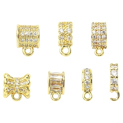 Золотой 7 шт. 7 стили латунные микропаве кубические циркониевые трубчатые дужки, золотые, 8~10x7~10x3~10 мм, 1 шт / стиль