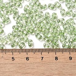 Pale Green Baking Glass Seed Beads, Peanut, Pale Green, 5.5~6x3~3.5x3mm, Hole: 1~1.2mm