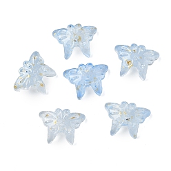 Светло-Голубой Стеклянные бусины, бабочка, с золотой порошок, Небесно-голубой, 13x17.5x3 мм, отверстие : 1.4 мм, Около 1063 шт / 1000 г