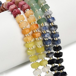 Смешанные камни Натуральные и синтетические смешанные каменные бусы пряди, градиент цвета, граненые, шестиугольник, с бисером, 6x6x3 мм, отверстие : 0.7 мм, около 70 шт / нитка, 14.88~14.96'' (37.8~38 см)