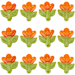 Темно-Оранжевый 12 бусины лэмпворк ручной работы, тюльпан, темно-оранжевый, 21.5~22.5x18~18.5x7 мм, отверстие : 1.5 мм