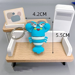 Темно-Голубой Брелок из ПВХ-пластика в виде лобстера, глубокое синее небо, кулон: 5.5x4.2 см