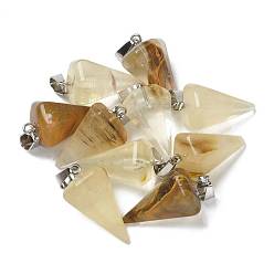 Стеклянный Камень Арбуза Арбуз камень стеклянные подвески, с 201 вывод из нержавеющей стали, конус, 25x15 мм, отверстие : 4x7 мм