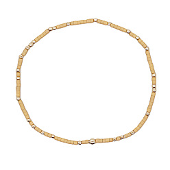 Белый Навахо Минималистичные браслеты из стеклянных бусин и латунных бусин для женщин, круглые, золотые, навахо белый, 6.89 дюйм (17.5 см)