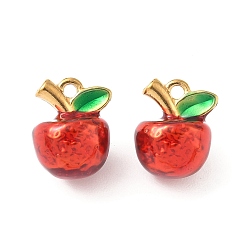 Яблоко 304 нержавеющей стальной эмали подвески, ионное покрытие (ip), золотые, яблоко, 14x11 мм, отверстие : 1.6 мм