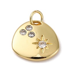 Настоящее золото 18K Латунные микро проложить кубического циркония подвески, самородки со звездными подвесками, с целью перехода в кольце, долговечный, без кадмия и без свинца, стойки покрытие, реальный 18 k позолоченный, 13.5x14.5x2.5 мм, отверстие : 3 мм