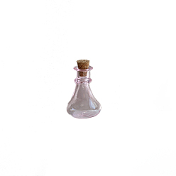 Pearl Pink Miniature Glass Empty Wishing Bottles, with Cork Stopper, Micro Landscape Garden Dollhouse Accessories, Photography Props Decorations, Pearl Pink, 22x27mm