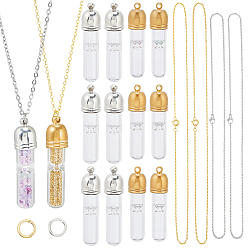 (52) Непрозрачная лаванда Наборы для изготовления ожерелий своими руками, включая подвески для стеклянных бутылок, 304 Открытые соединительные кольца и цепочки из нержавеющей стали, латунные открытые соединительные кольца и цепочки, разноцветные, 41x10 мм, отверстие : 2 мм