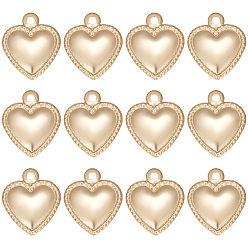 Настоящее золото 18K 200 шт. 304 подвески из нержавеющей стали, надутое сердце, реальный 18 k позолоченный, 10x8x0.8 мм, отверстие : 1 мм