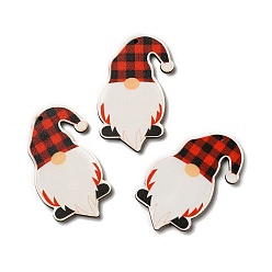 (123L) Белый крем непрозрачный блеск Рождественские односторонние деревянные большие подвески с принтом, чары гнома, огнеупорный кирпич, 54x37x26 мм, отверстие : 2 мм