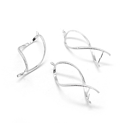 Платина Держатели пончик из латуни, щепотка под залог для изготовления кулона, платина, 43.5x19x2 мм, отверстия: 2.5 мм, штифты: 0.5 мм