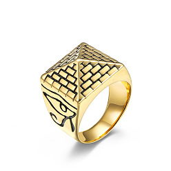 Золотой 304 из нержавеющей стали кольца палец для мужчин, пирамида с узором в виде глаза Гора, золотые, размер США 10 (19.8 мм)
