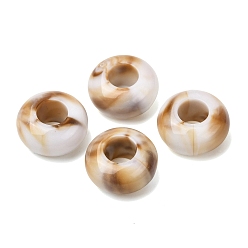 Rondelle Двухцветные непрозрачные акриловые бусины, имитирующие драгоценные камни, европейские бусины, бусины с большим отверстием, цвет шоколада, рондель, 12.5x6.5 мм, отверстие : 5.5 мм, Около 880 шт / 500 г
