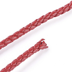 Красный Шнурок из искусственной кожи, плетеный боло, кожаный шнур из микрофибры, цветок конопли, для изготовления браслетов и ожерелий, красные, 3 мм