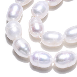 Seashell Color Natural Cultured Freshwater Pearl Beads Strands, Rice, Seashell Color, 9~11.5x7~8mm, Hole: 0.7mm, about 32~33pcs/strand, 13.78 inch~13.98 inch(35~35.5cm)