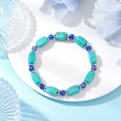 Бирюза Акриловые бусины эластичные браслеты для мужчин и женщин, Стиль имитация драгоценных камней, кубоид, бирюзовые, внутренний диаметр: 2-1/4 дюйм (5.8 см)
