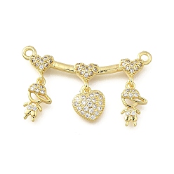 Настоящее золото 18K Латунные микро проложить кубического циркония подвески, сердце с мальчиком, стойки покрытие, долговечный, без свинца и без кадмия, реальный 18 k позолоченный, 19x32.5 мм, дырка: 1.6мм мальчик