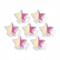 Orchid Transparent Acrylic Beads, with Enamel, Star, Orchid, 19x20x9mm, Hole: 3mm