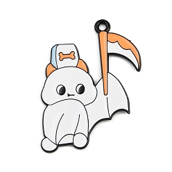 Bat Подвески из сплава хэллоуина с эмалью, чёрные, летучая мышь, 35x27x1 мм, отверстие : 1.8 мм