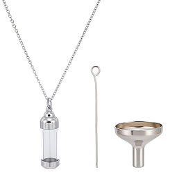 Нержавеющая Сталь Цвет DIY кулон ожерелья делая наборы, включая подвески в виде стеклянных бутылок-урн из нержавеющей стали., 316 Цепочки из нержавеющей стали, ожерелья и мини-воронки, цвет нержавеющей стали, 304 дюйм (17.72 мм)