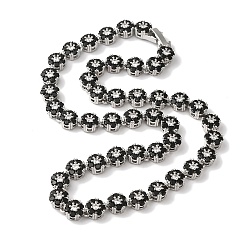 Черный Ожерелья с цветочным звеном из латуни и циркония для женщин, без кадмия и без свинца, долговечный, платина, чёрные, 16.26 дюйм (413 мм)