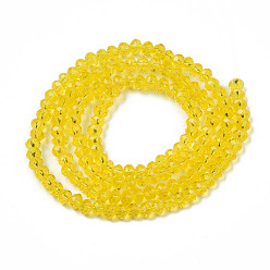 Yellow Glass Beads Strands, Faceted, Rondelle, Yellow, 3.5x3mm, Hole: 0.4mm, about 123~127pcs/strand, 13.78 inch~14.17 inch(35~36cm)