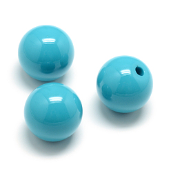 Темно-бирюзовый Непрозрачные акриловые бусины, половина пробурено бисера, круглые, темные бирюзовый, 21~22 мм, половину отверстия: 3 мм