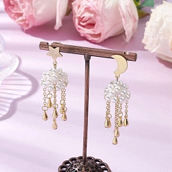 Белый Дым Серьги-гвоздики из латуни и нержавеющей стали, с жемчугом из раковины , Луна и звезды, слева и справа, золотые, серый, 61~64.5x17.5 мм