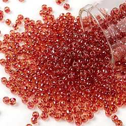 (365) Inside Color Light Topaz/Pomegranate Lined Toho runde Rocailles, japanische Rocailles, (365) Innenfarbe mit hellem Topas / Granatapfel ausgekleidet, 8/0, 3 mm, Bohrung: 1 mm, über 222pcs / Flasche, 10 g / Flasche